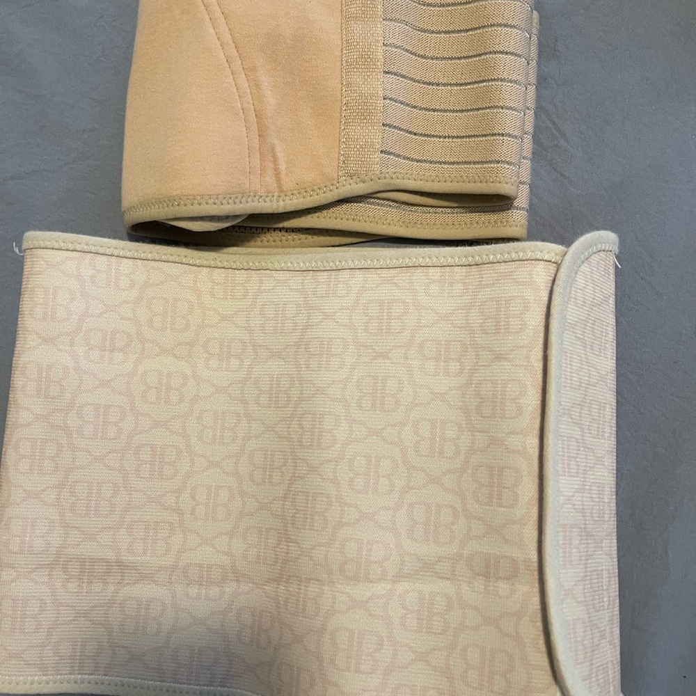 Beige Waist Trainer with Logo Pattern